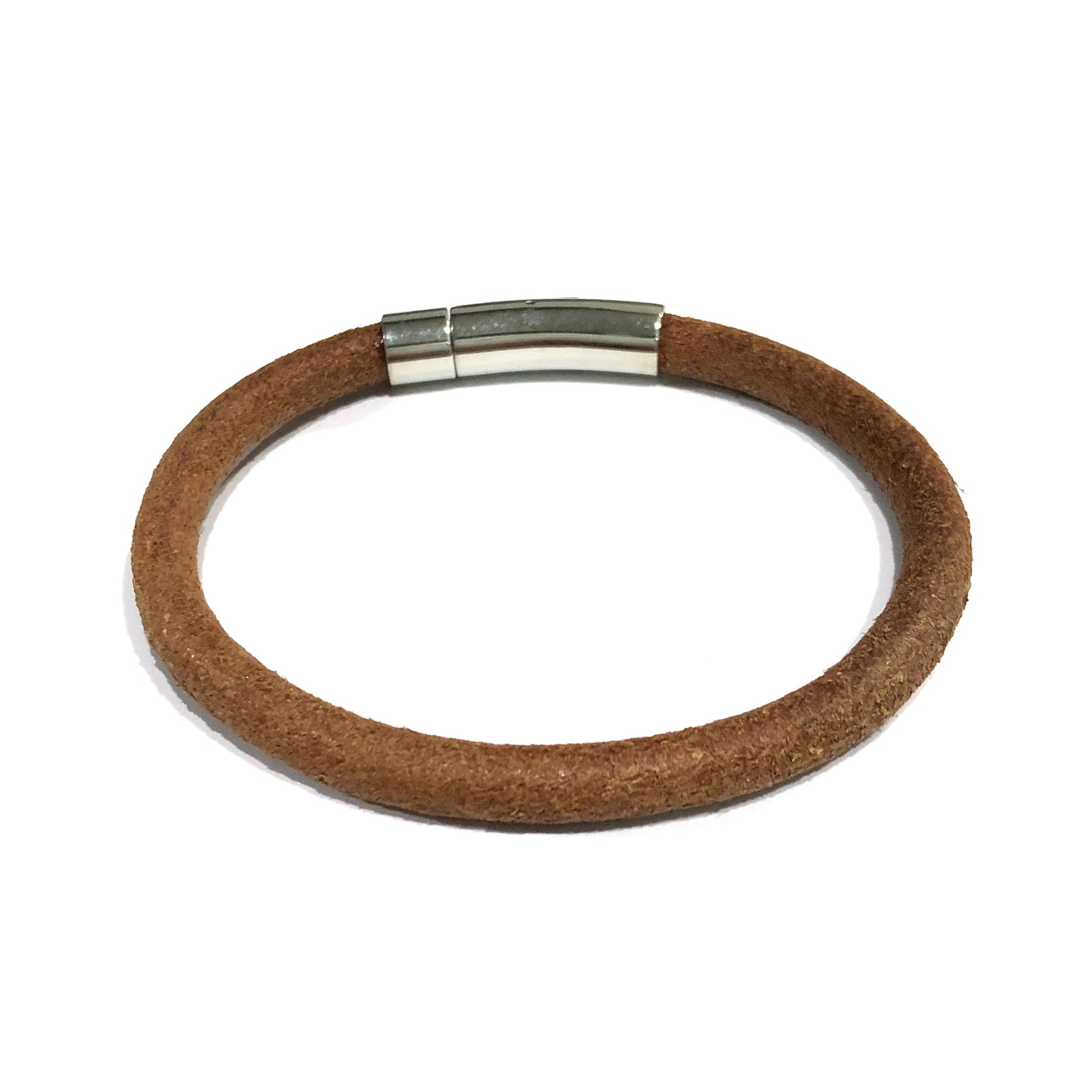 Tan Leather Clip Bracelet